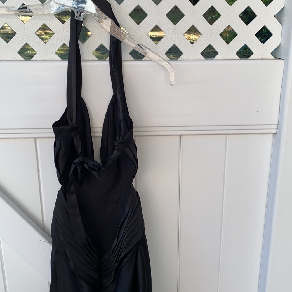 BCBGMaxAzria Black Halter Satin Evening Dress - Picture 3 of 7